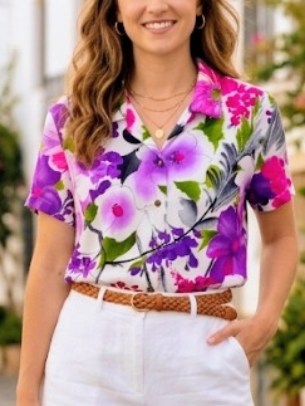 Authentic Vintage Hawaiian Puanani Shirt-Coconut Shell Buttons-SZ Ladies Medium